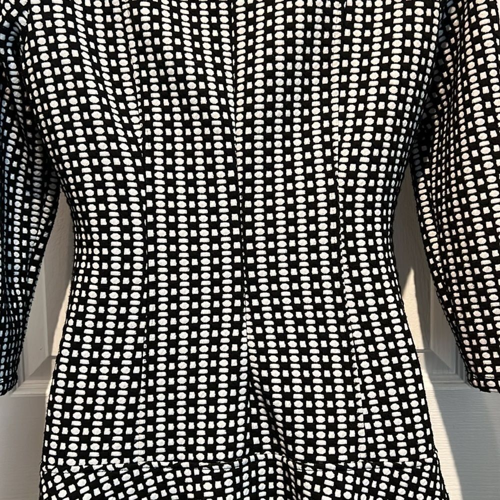 Calvin Klein‎ Black/White 3/4 Sleeve Fit & Flare Dress Size 4 - Picture 9 of 12